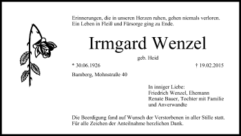 Anzeige von Irmgard Wenzel von MGO