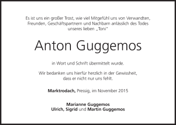 Anzeige von Anton Guggemos von MGO