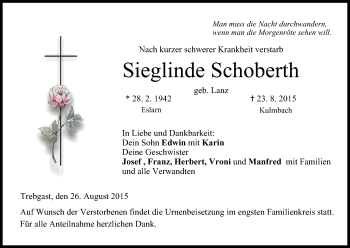 Anzeige von Sieglinde Schoberth von MGO