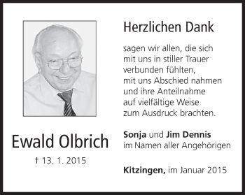 Anzeige von Ewald Olbrich von MGO