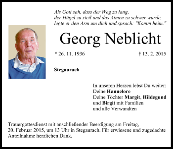 Anzeige von Georg Neblicht von MGO