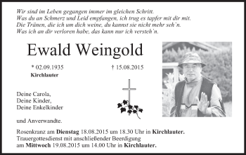 Anzeige von Ewald Weingold von MGO