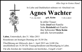 Anzeige von Agnes Wachter von MGO
