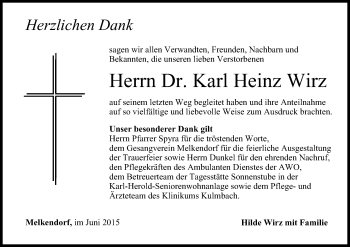 Anzeige von Karl Heinz Wirz von MGO