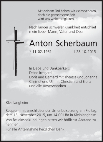 Anzeige von Anton Scherbaum von MGO