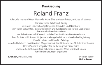 Anzeige von Roland Franz von MGO