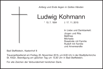 Anzeige von Ludwig Kohmann von MGO
