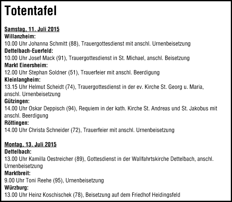  Traueranzeige für Josef Mack vom 11.07.2015 aus MGO