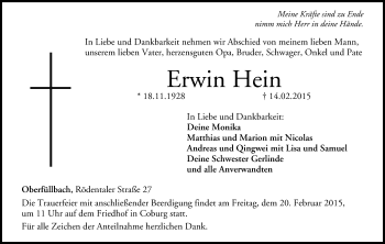 Anzeige von Erwin Hein von MGO