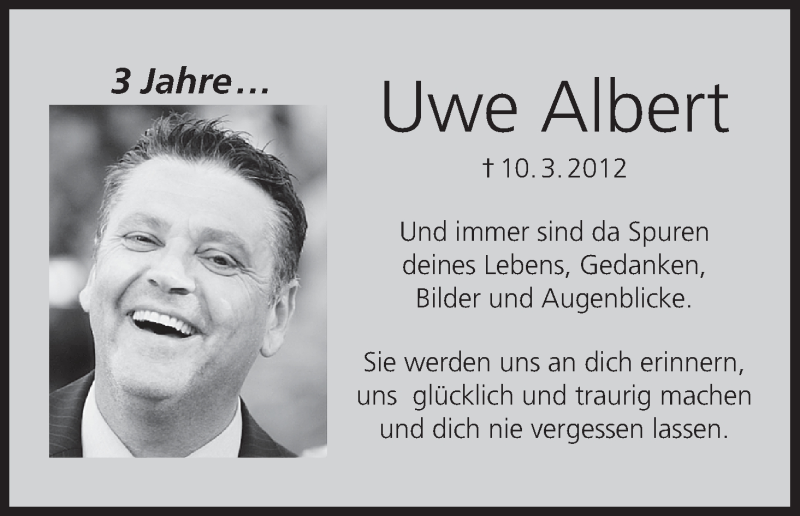  Traueranzeige für Uwe Albert vom 10.03.2015 aus MGO