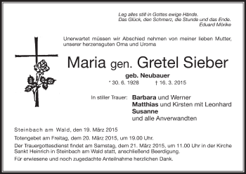 Anzeige von Maria Sieber von MGO