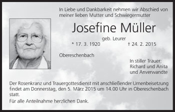 Anzeige von Josefine Müller von MGO