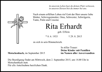 Anzeige von Rita Erhardt von MGO