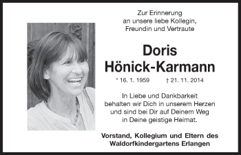 Anzeige von Doris Hönick-Karmann von MGO