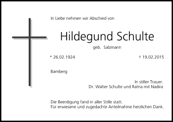 Anzeige von Hildegund Schulte von MGO