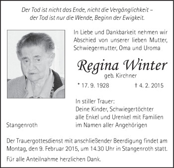 Anzeige von Regina Winter von MGO