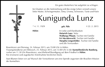 Anzeige von Kunigunda Lunz von MGO