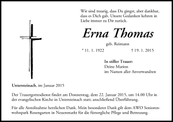 Anzeige von Erna Thomas von MGO
