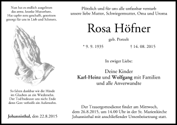 Anzeige von Rosa Höfner von MGO