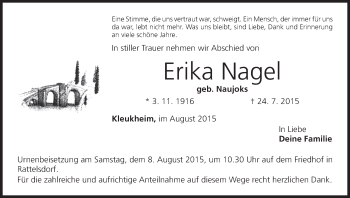 Anzeige von Erika Nagel von MGO