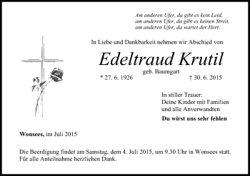 Anzeige von Edeltraud Krutil von MGO
