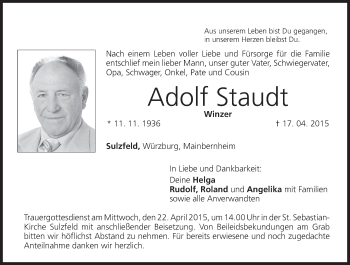 Anzeige von Adolf Staudt von MGO