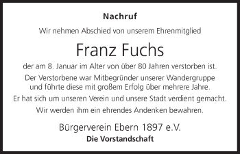 Anzeige von Franz Fuchs von MGO