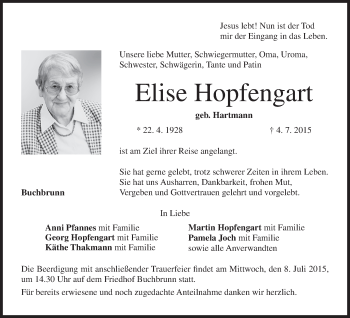 Anzeige von Elise Hopfengart von MGO