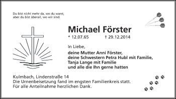 Anzeige von Michael Förster von MGO