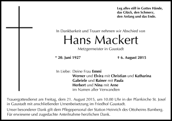 Anzeige von Hans Mackert von MGO