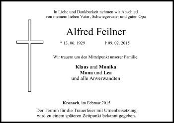 Anzeige von Alfred Feilner von MGO