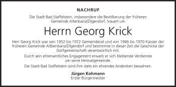 Anzeige von Georg Krick von MGO
