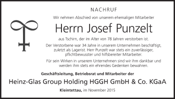Anzeige von Josef Punzelt von MGO