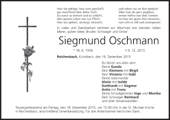 Anzeige von Siegmund Oschmann von MGO