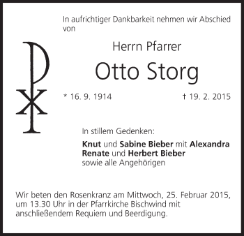 Anzeige von Otto Storg von MGO