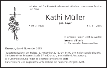 Anzeige von Kathi Müller von MGO