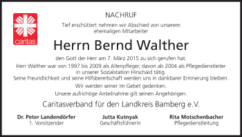 Anzeige von Bernd Walther von MGO