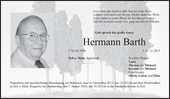 Anzeige von Hermann Barth von MGO