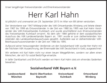 Anzeige von Karl Hahn von MGO