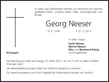 Anzeige von Georg Neeser von MGO