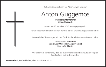 Anzeige von Anton Guggemos von MGO