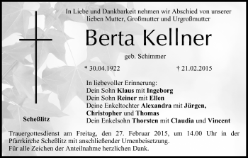 Anzeige von Berta Kellner von MGO