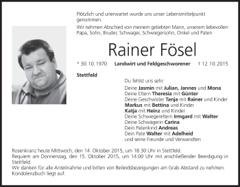 Anzeige von Rainer Fösel von MGO