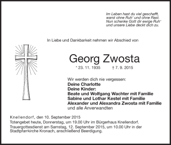 Anzeige von Georg Zwosta von MGO