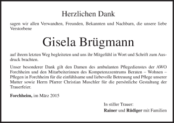 Anzeige von Gisela Brügmann von MGO