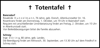 Anzeige von Totentafel vom 30.09.2015 von MGO