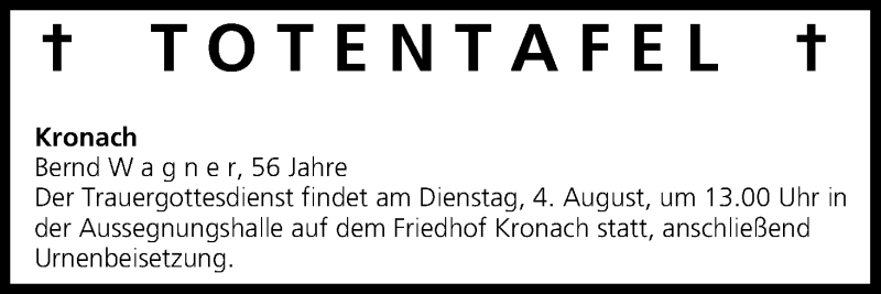 Traueranzeige für Totentafel vom 01.08.2015 vom 01.08.2015 aus MGO