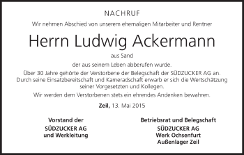 Anzeige von Ludwig Ackermann von MGO
