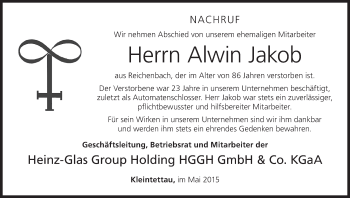 Anzeige von Alwin Jakob von MGO
