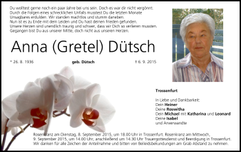 Anzeige von Anna Dütsch von MGO